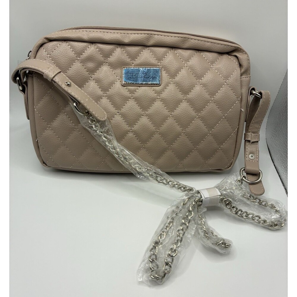 Bella Russo Beige  Quilted Purse With Chain Strap NEW